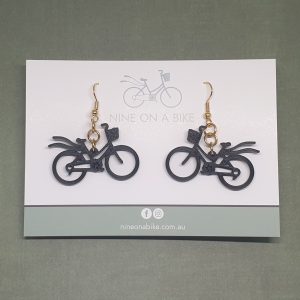 The NINE Bike Earrings (Black/Gold)