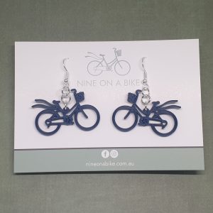 The NINE Bike Earrings (Blue/Silver)