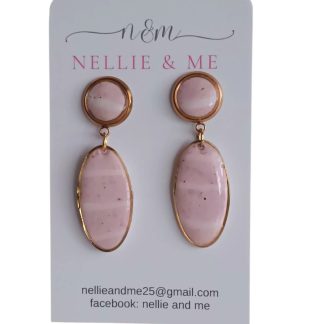 Pink and white striped Earrings