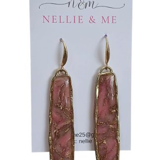 Faux rose quartz elongated dangles