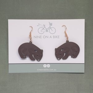 Wombat earrings (Brown/Rose Gold)
