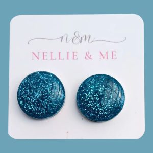 blue glitter studs