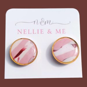 pink, white and burgundy studs