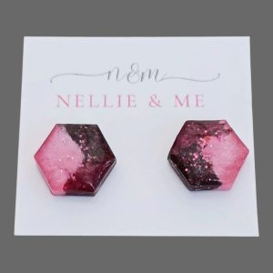 pink and crimson shimmer studs