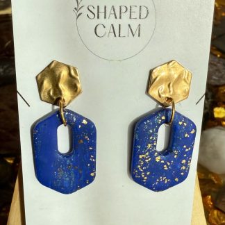 Royal blue and gold dangle earrings