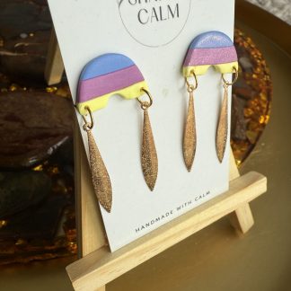 Rainbow studs with gold leaf dangles
