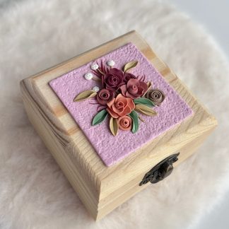 Pink Floral Trinket Box - Square