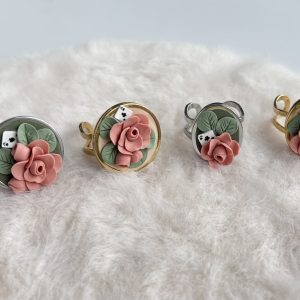 Floral Rose Rings Adjustable - Sculpted