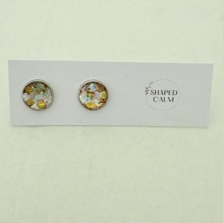 Gold and silver shimmer round stud