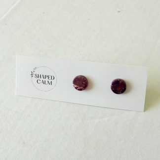 Purple round stud earring