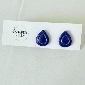 Blue teardrop stud earring