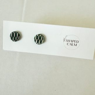 Green and silver stud earring