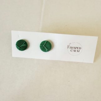 Round green textured stud earring