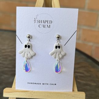 Halloween ghost with teardrop dangle earrings