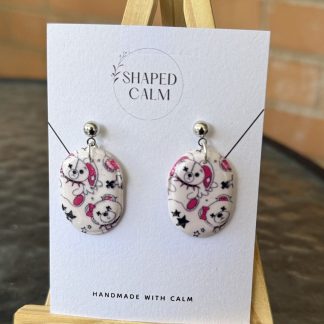 Halloween teddy bear print earrings