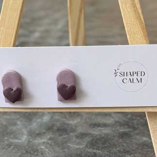 Purple Hearts on arch stud earrings