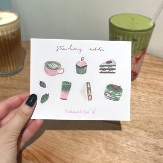 Strawberry Matcha Sticker Sheet